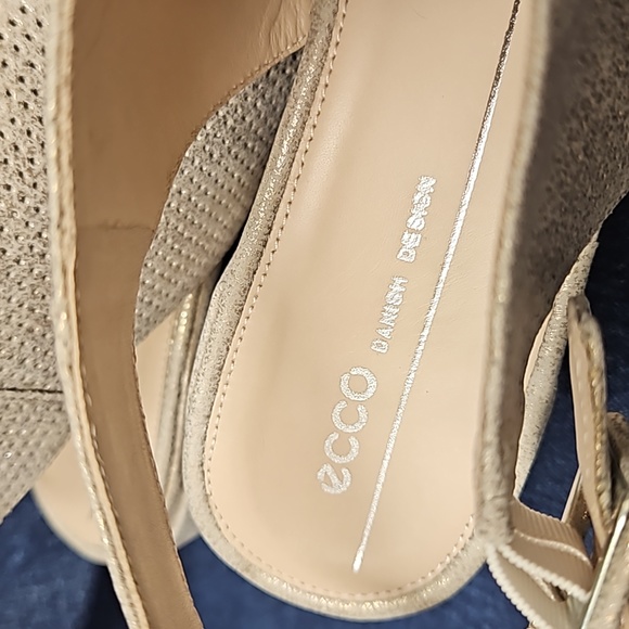 Ecco Block Heel Shimmer Sandals - Picture 4 of 6